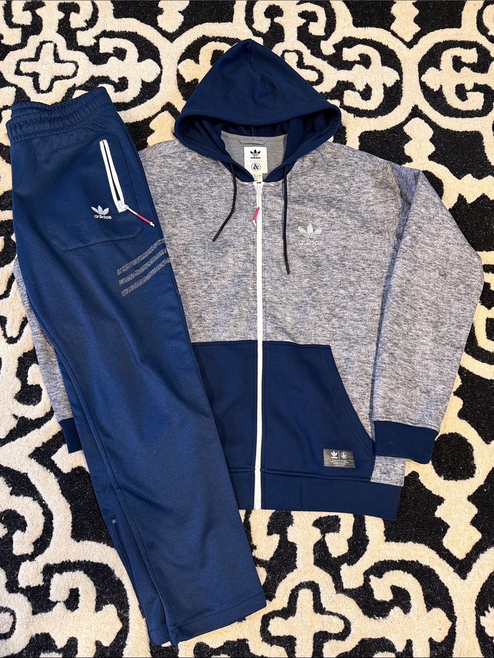 Men’s ADIDAS track suit- Navy & Grey- Size  Medium -New w/o tag
